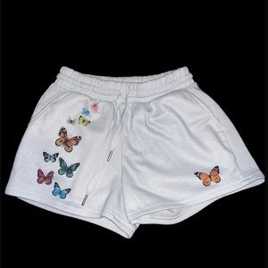 Butterfly drawstring cotton shorts
